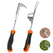 SYCEES 2 Pack Weed Remover Tool Stainless Steel Manual Root Remover with Non-Slip Rubber Handle, Durable Gardening Tool for Garden, Patio, Backyard