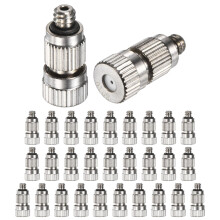 M METERXITY 30-Pack Brass Misting Nozzles, 0.8mm Orifice Dia. Mister Nozzles Brass, High Pressure Spray Misting Nozzle Head for Outdoor Cooling