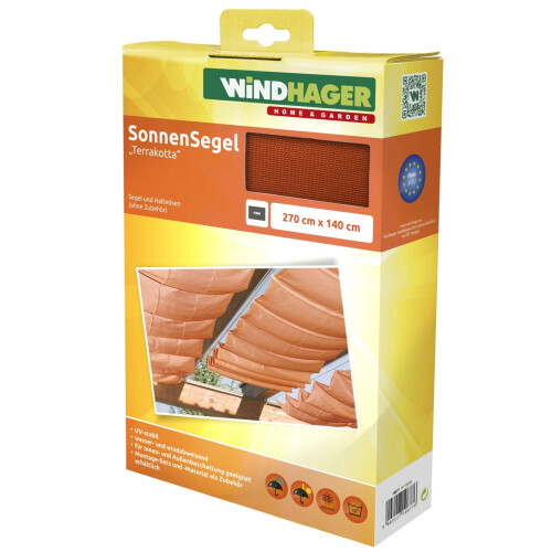 Windhager 10877 rope-pull sun sail 270 x 140 cm, terracotta