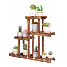 unho Wooden 3 Tier Plant Stand Indoor Outdoor, Small Flower Shelf Ladder Display Rack for Multiple Plants, Solid Wood Plant Holder for Living Room