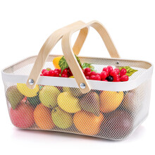 ZEAYEA Mesh Storage Basket with Handle, Garden Harvest Basket, Mesh Fruit Basket Bin for Gathering Vegetables, Multi-functional Metal Wire Baskets for