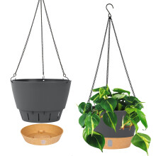 QCQHDU 2 Pack Hanging Planters Set, 25.4cm Indoor Outdoor Hanging Plant Pot Basket,Hanging Flower Pot with Drainage Hole with 3 Hooks for Garden