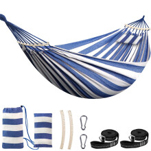 Chihee Cotton Hammock Large Soft Breathable Camping Hammock Holds Up to 660lbs Portable Tree Hammock with Detachable Spreader Bar Pillow 2 Strong