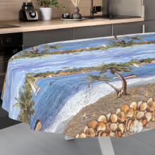 ANRO Oilcloth Tablecloth Washable Oilcloth Garden Tablecloth Outdoor Indoor Oval 240 x 140 cm Cut Edge Holiday