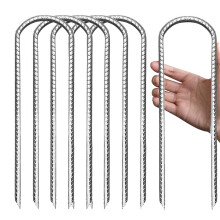 12 Pack Ground Stakes, 30CM Tent Nails, Ground Anchors Garden Staples Steel Galvanized Pegs, Heavy Duty U Landscape Pins, Silver Landscape Staples for