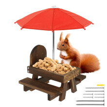 Squirrel Feeder for Outdoor, Funny Squirrel Feeding Table with Umbrella and Corn Cob Holder,Great Outdoor Wildlife Feeding Station Encouraging