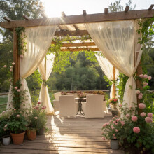 SK Studio Beige Outdoor Sheer Curtains for Patio Waterproof 2 Panels Sheer Curtains Privacy Screen Mesh Net Outside Curtains Rod Pocket for Gazebo,