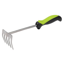 Hand Rake with Soft Grip Handle & Stainless Steel Tines 310mm - GTSG010, Green