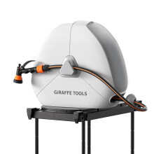 Giraffe Tools Ground Mounted Retractable Hose Reel 25M, Heavy Duty Automatic Rewind Garden Hose Reel, with Flexible Swivel Base for Lawn, Concrete