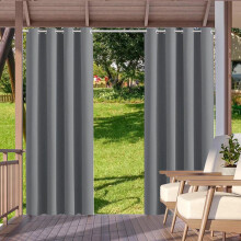 Outdoor Curtain, Waterproof, Weatherproof, Opaque, 132 x 137 cm, Grey Blackout Curtains with Eyelets, Privacy Screen, Sun Protection, Outdoor Curtain