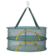 sourcing map 60cm Herb Drying Rack Hanging 2 Layer Hanging Mesh Net Collapsible Food Drying Fish Net with Zipper for Fish Buds Fruit Dehydrated Goods