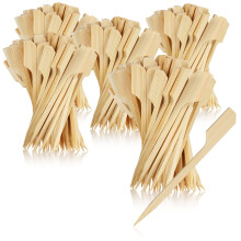 COM-FOUR? 600x Finger Food skewers - French Fry Picks Made of Bamboo Wood - Wooden skewers with Two prongs - French Fry Forks Ideal for buffets or