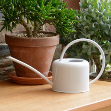 CKB Ltd? Small 1.1L Indoor Watering Can - Chalk White Coloured Galvanised Powder Coated Steel - For Houseplants Contemporary Metal Design With Narrow