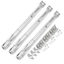 onlyfire 3pcs Universal Stainless Steel Gas Grill Burner Tube Replacement, Extendable from 35cm to 42cm, Diameter 11mm