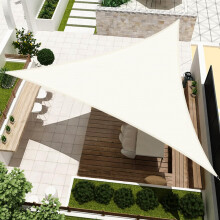 HENG FENG Sun Shade Sail Triangle 3.6x3.6x3.6m HDPE Canopy Awning Sunscreen with 95% UV Block for Outdoor Patio Garden Beige