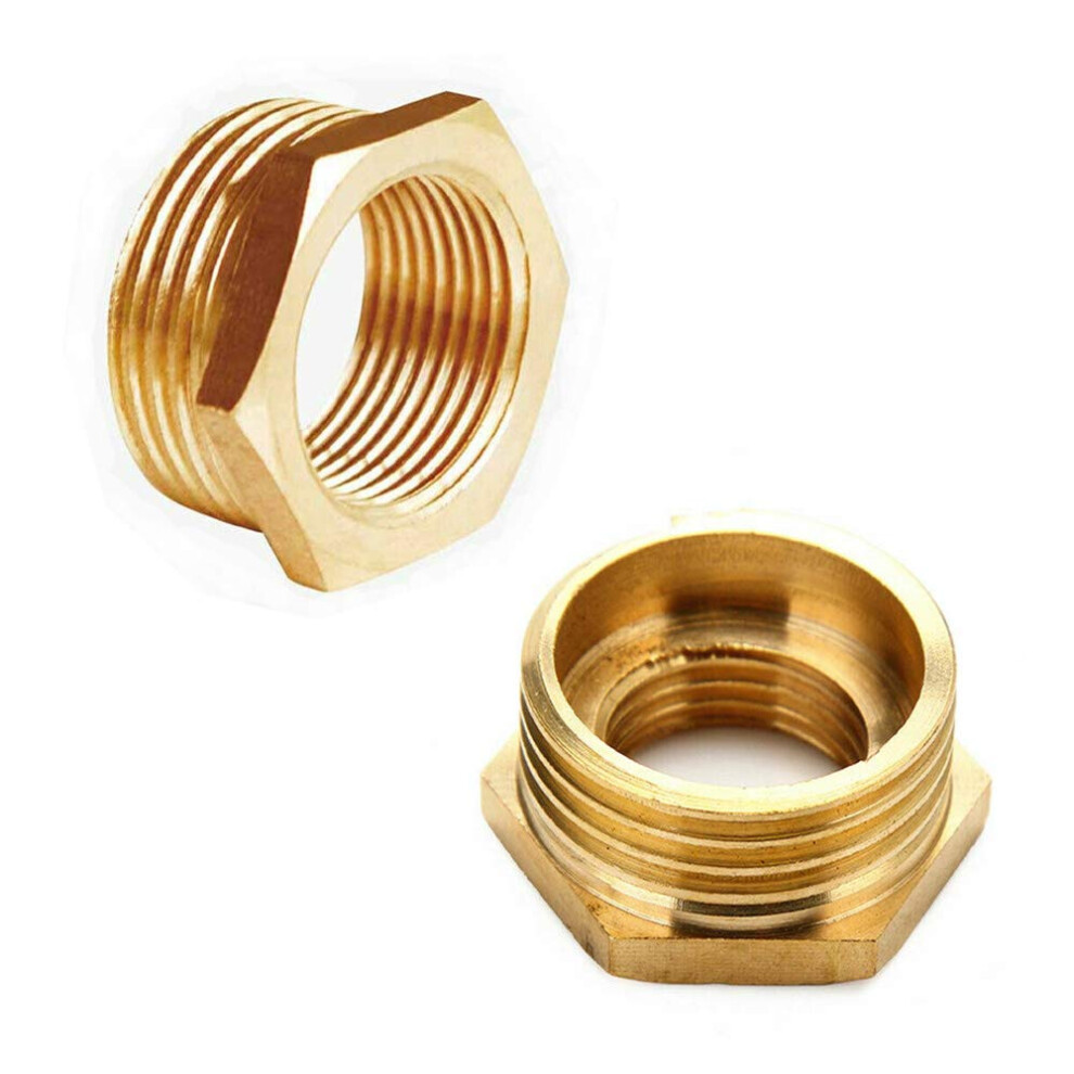 Brass Tap Connector, 3/4"(25Mm) Male To 1/4" (13.5Mm) Female Thread Bsp Connector, Hex Bushing Reducer Adapter For Bps Garden Water Pipes (Pack Of 5051224432073