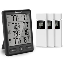Geevon Indoor Outdoor Thermometer Wireless with 3 Remote Sensors, Digital Hygrometer Indoor Thermometer, Temperature Humidity Monitor Gauge with