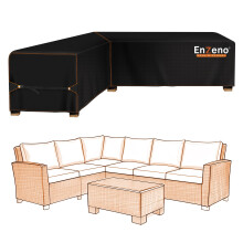 Enzeno l shaped garden sofa covers waterproof,420D Oxford Fabric outdoor sofa cover, Rattan Corner Furniture Cover with Waterproof Tape (140x210x75cm)