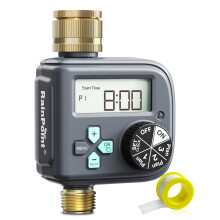 RAINPOINT Water Timer with Brass Inlet and Outlet, 3 Independent Programs, Rain Delay, Hose Sprinkler Timer with Daily/Weekly/Monthly Watering Mode