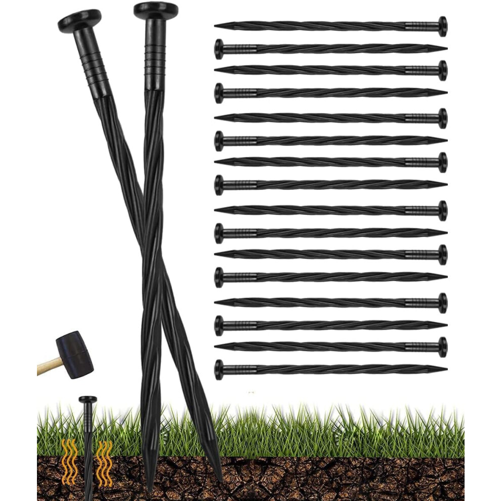 Latern 100Pcs Plastic Landscape Edging Spikes, 20Cm Spiral Ground Stakes Landscape Anchoring Nails Tent Pegs For Weed Barrier, Paver Edging, Landscape 5051224433551