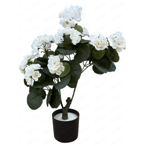Begonia bianca in seta, 45 cm con vaso 1