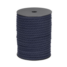 sourcing map Cotton Rope 3 Strand Twisted Braided Rope Cord, Navy Blue 8mm x 131ft Craft for Wall Hanging, Plant Hanger, Knitting, Macrame Knotting