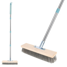 XTDMJ Heavy Duty Telescopic Wire Broom, Stiff Steel Bristle Brush Head, 51in Handle, Removes Weed, Moss, Algae