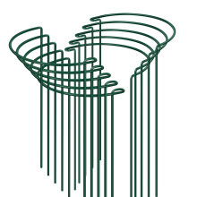 Jordbrux Plant Support Stakes, 10pcs Metal Garden Plant Stakes, Half Round Plant Support Ring Cage for Indoor and Outdoor Plants - 25cm x 40cm