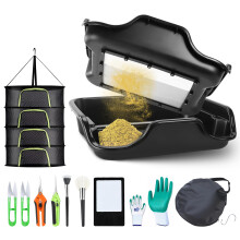 BOSYTRO Trimm Bowl, Premium Trim Bin Set with 150 Micron Garden Sieve, Ergonomic Trim Tray, Includes 4 Pairs of Scissors, 2 Antistatic Brushes, Card