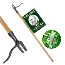 Grampa's Weeder - The Original Stand Up Weed Puller Tool With Long Handle - Made With Real Bamboo & 4-Claw Steel Head Design - Easily Remove Weeds