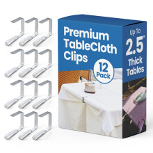 ProTensils 12Pcs Picnic Tablecloth Clips for Outdoor Tables - Stainless Steel Large Cloth Clips, Fits 2.5? Thick Tables