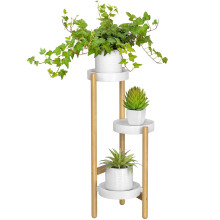 the lux | Bamboo Plant Stand | 3 Tier Tall Flower Pots Holder, Indoor Display Rack for House Plants, Home D?cor Corner Shelf for Living Room, Office