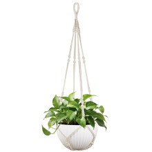 Mkono 43 Inch Macrame Plant Hanger Large for up to 12 Inch Pot Extra Long Hanging Plant Holder No Tassels Hanging Planter Basket with Wood Beads for