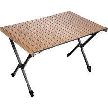 TIMBER RIDGE Folding Camping Table Fold up Aluminum Foldable Portable, 108x71cm Roll up Picnic Table Support 100kg 4ft Height Adjustable 4-6 Person