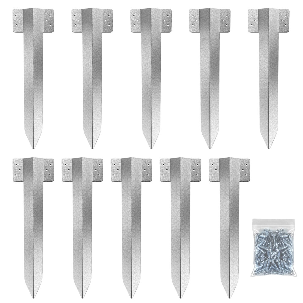 10 Pack Railway Sleeper Brackets Driveway Heavy Duty Edging Edge, Timber Railway Sleeper Stakes, Galvanised Steel 5051224439423