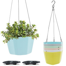 WAIZHIUA 6Pcs Hanging Planter Pot, 15cm Plastic Hanging Basket Flower Pot Plant Holder with Chain Hooks for Indoor Outdoor Garden House Porch Decor (6