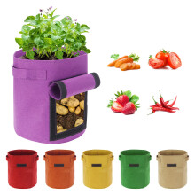 Ohiyoo Potato Grow Bags 15 Gallon, 6 Pack Vegetable Growing Bags with Handles and Window Flap, Garden Multicolor Breathable Felt Fabric Plant for