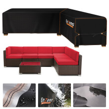 Enzeno Garden L-Shape Furniture Cover Waterproof,420D Oxford Fabric outdoor garden sofa covers, Rattan Corner Sofa Cover with Waterproof Tape