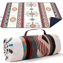 LARUTAN Waterproof Picnic Blanket, 200x200CM Large Beach Blanket Outdoor Picnic Mat, Beach Mat with Carrying Handle Sandproof Heatproof for Camping,