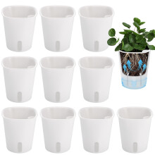 Huiguli Self Watering Plant Pots, 10 Sets 7.5cm Windowsill Flowers Pots, Water Storage Planter with Visual Water Level Window, Flower Planter with