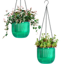 Josteve 6.5 Inch 2 Pcs Self Watering Hanging Planter Indoor Plant Pots with Drainage Holes, Outdoor Hanging Planters Flower Pot Basket, Visible Water