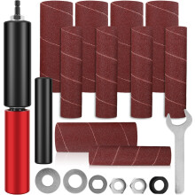 Foppla Drum Sander Set Portable Rubber Sanding Drum Hand-Held Spindle Sander with 120 Grit Sandpaper Drum Sanding Sleeves Power Drill Driven for Wood