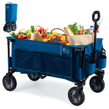 TIMBER RIDGE Festival Trolley on Wheels with Adjustable Handle, 200L Folding Wagon Trolley for Camping Outdoor Garden Picnic Shopping, Heavy Duty