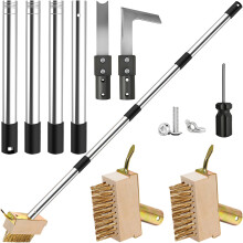 Patio Weed Remover Tool, 120 cm Weed Brush Long Handle, Patio Cleaner Wire Brush with 3 Different Weeder Tools Heads, Durable Garden Weed Remover Tool