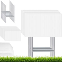 20 Pack White Corrugated Plastic Yard Signs with H-Stakes (40 x 30cm) - Waterproof & Double Sided Blank Lawn Signs for Real Estate, Garage Sale,