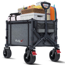 COMLAX FIELD Festival Trolley on Wheels, 120L 100KG Folding Beach Trolley, Portable Camping Shopping Trolley Cart, Foldable Wagon Cart with Adjustable