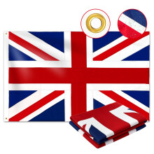 Union Jack UK Flag 3x5 FT (90 x 150 cm) Outdoor, Double Sided Heavy Duty 210D Fabric, 4 Rows Stitching Fly Ends, 2 Brass Grommets, United Kingdom