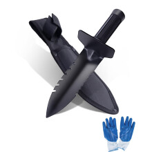 Heavy-Duty Metal Detecting Shovel, Double Serrated Metal detecting shovel with Sheath,Camping digging tool,Sturdy Digger Trowel for Treasure