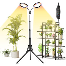 JYUHA Grow Lights for Indoor Plants, 168 LED Full Spectrum Dual-Head Plant Lights with 3/9/12H Timer 3 Color Modes 10 Brightness,100-170cm Height
