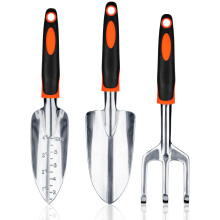 Bamworld 3 Pack Heavy Duty Garden Tools Set, Aluminum Alloy Gardening Kit with Ergonomic Grip, Includes Garden Shovel, Transplant Trowel, Hand Rake